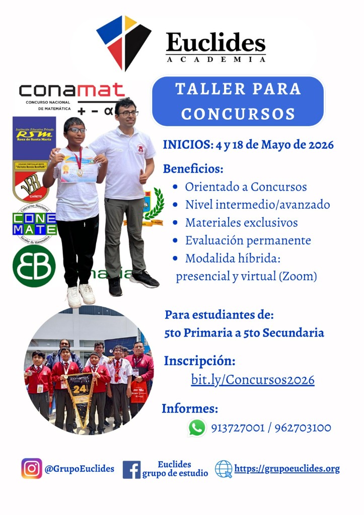 Flyer Taller para Concursos Euclides Academia - Inicios 4 y 18 de mayo 2026 - Inscripción en formulario web